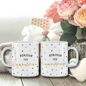 Duo de mugs – Bonjour mon amoureux/amoureuse