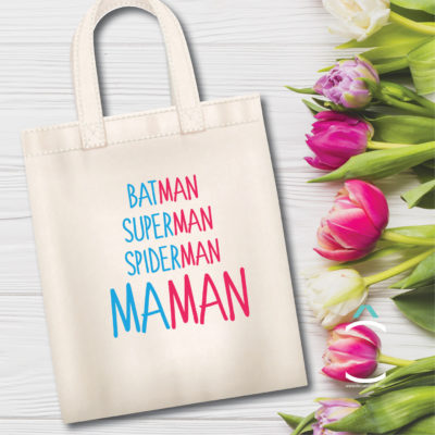 Tote-bag – Batman, Superman, Spiderman, Maman
