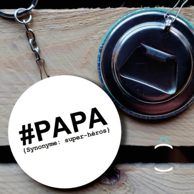 Porte-clés décapsuleur – #Papa (synonyme: super-héros)
