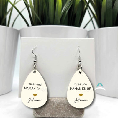 Boucles d’oreilles – Tu es une maman en or