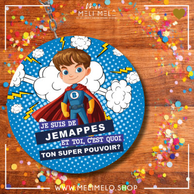 Porte-clés décapsuleur – Je suis de Jemappes. Et toi? C&rsquo;est quoi ton super-pouvoir?